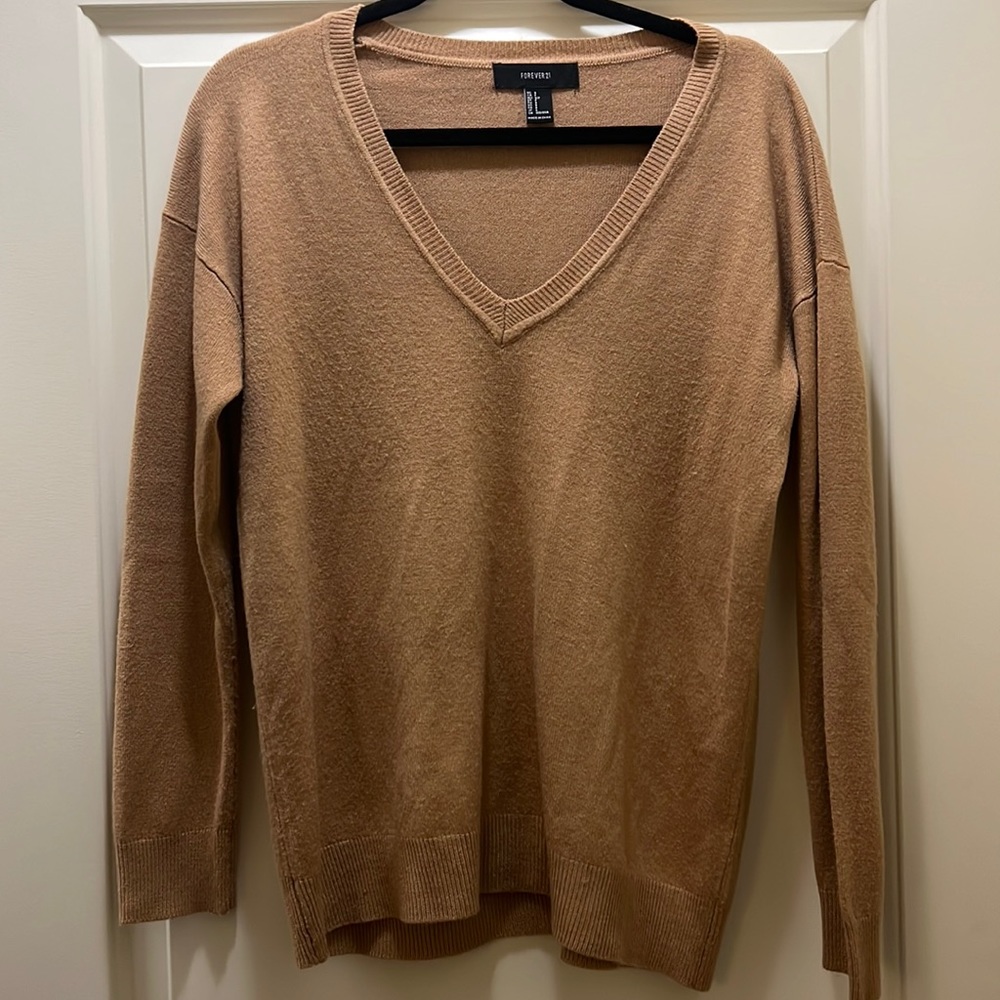 Long sleeve, v-neck sweater.